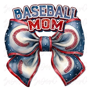 Red Blue Baseball MOM png, Coquette baseball bow png, baseball sublimation designs download, Baseball bow shirt design sports clipart file