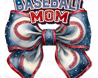 Red Blue Baseball MOM png, Coquette baseball bow png, baseball sublimation designs download, Baseball bow shirt design sports clipart file