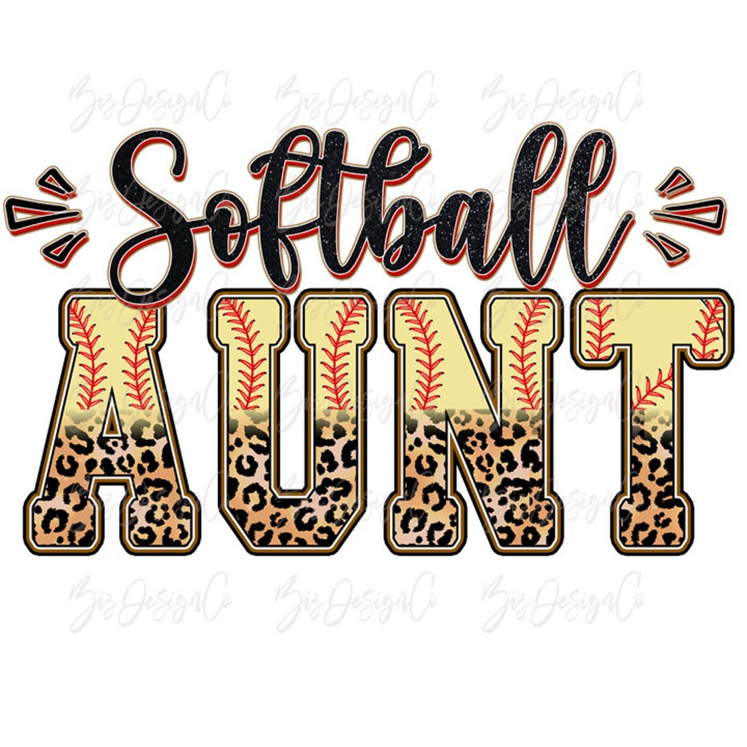 Softball Aunt Png, Cheetah Leopard Softball Sublimation Designs