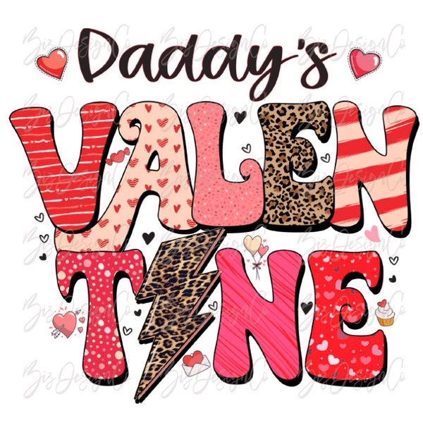 Leopard daddy's valentine png, RETRO Daddy's Little Girl sublimation designs downloads, Dad Daughter matching shirts clipart files download