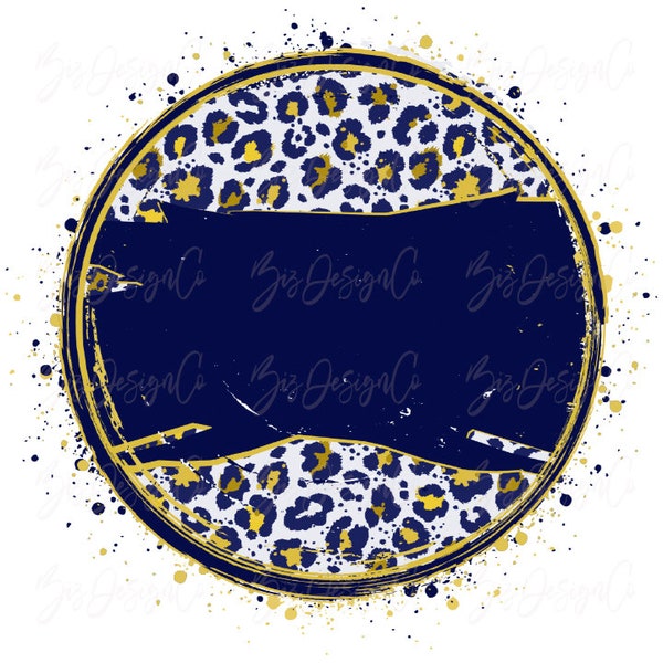 Navy Gold Blank Leopard background sublimation designs downloads, Logo, Retro Sports Team shirt, School College Mascot circle design files