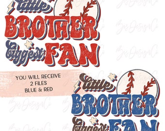 Little brother biggest fan baseball png, Vintage retro baseball sublimation designs downloads, sport t-shirt shirt design sports clipart
