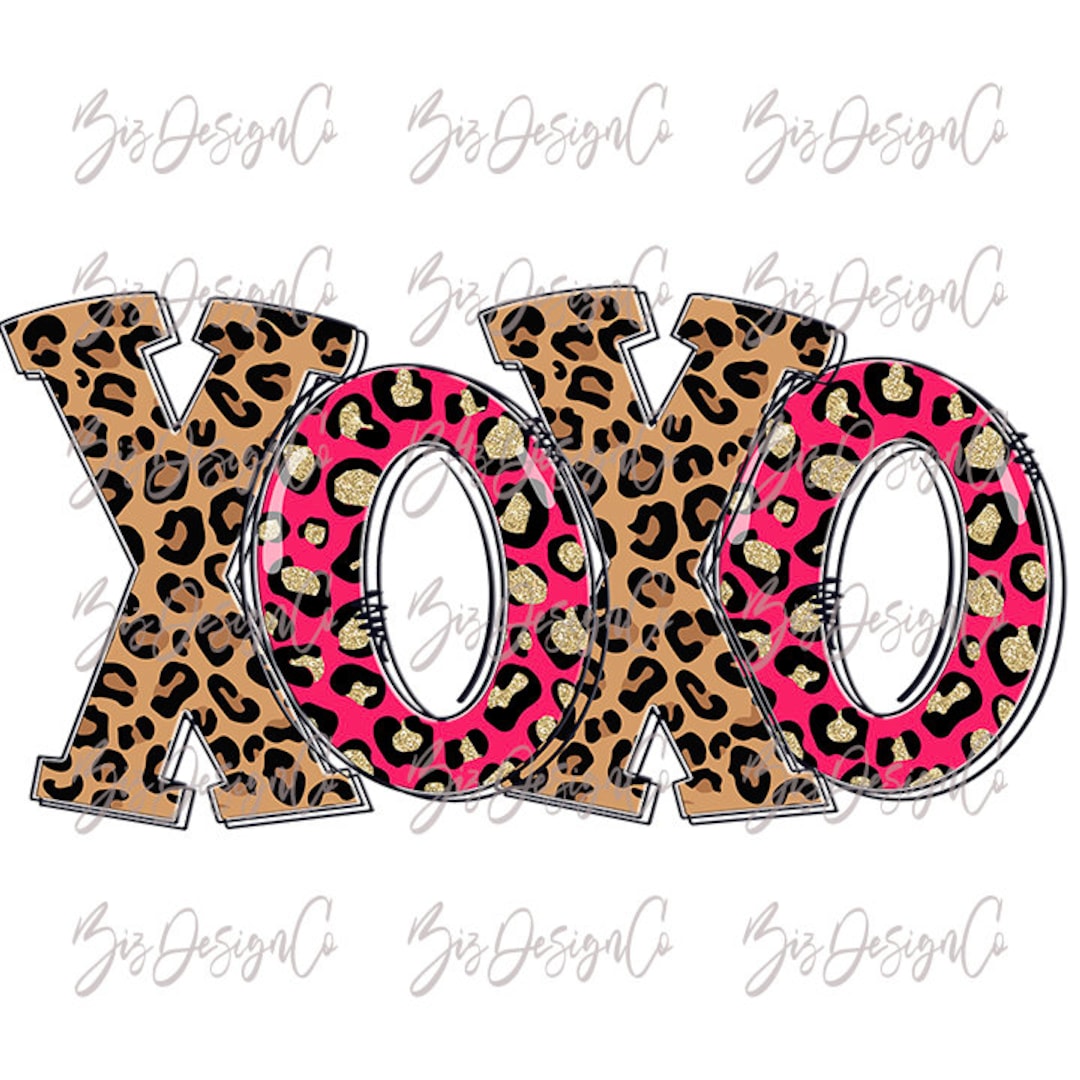 Xoxo Valentine Png, Gold Cheetah Leopard Pink Xoxo Png File for ...