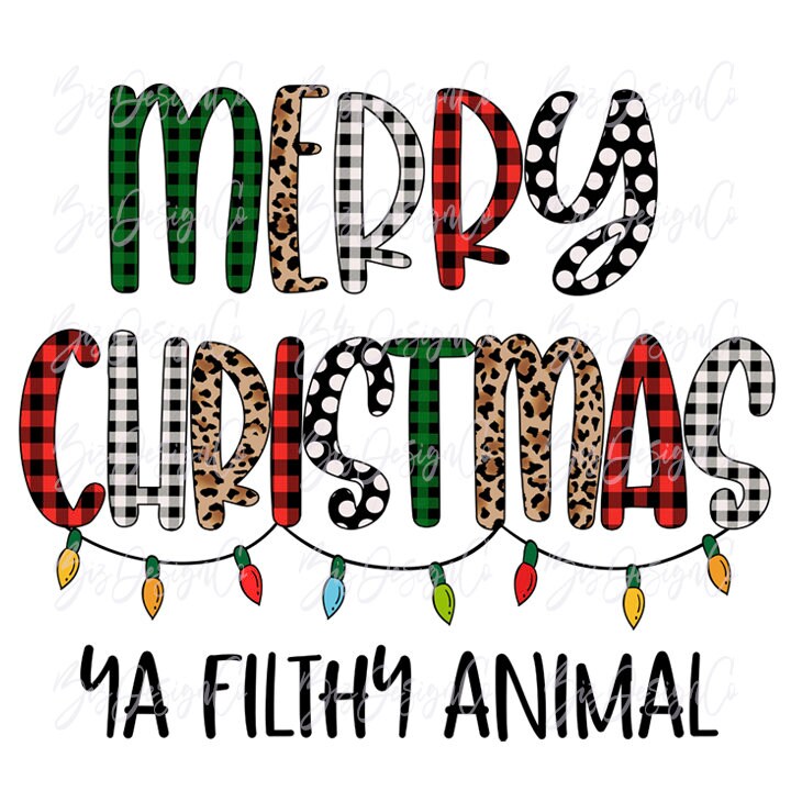 Merry Christmas Ya Filthy Animal Png Leopard Plaid Xmas - Etsy