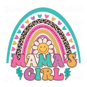 Pink rainbow mama&#39;s girl png, RETRO Mommy&#39;s Little Girl sublimation designs downloads, Girl Mom, Mother&#39;s Day, Mom and Daughter shirts files