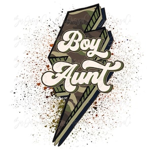 Retro Junge Tante png, Tante Sublimation Designs Downloads Dateien, Camo Lightening Bolt Familie Shirt png Instant Download Designs retro design