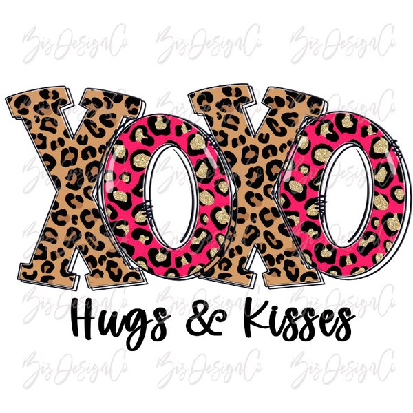 xoxo hugs and kisses png, Gold cheetah leopard Pink xoxo png file for sublimation designs downloads, Valentine's shirt clip art printable