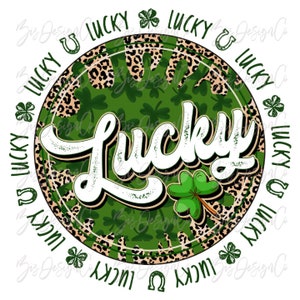 Retro Lucky png, St patricks day sublimation designs downloads, leopard st. patrick's day shirt woman, lucky shirt design files png download