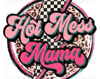 Hot mess mama png, RETRO Mama sublimation designs downloads, mom  mama tshirt Lightening bolt mother's day clip art, ready to print clipart