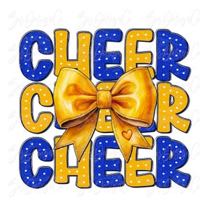 Fiocco blu da cheerleader png, fiocco da cheerleader coquette png, download di disegni di sublimazione da cheerleader, mamma da cheerleader blu oro png, download di design di magliette con fiocchi da cheerleader