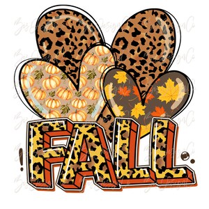 Fall sublimation designs downloads, love fall png, leopard print orange fall tshirt design files, hello fall png,  hand drawn autumn clipart