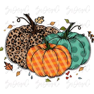 Herbst Kürbisse png, Leopard Kürbis Sublimation Designs Downloads, Gepard Leopard handgezeichnet Kürbisse Design Clipart Datei Halloween Download
