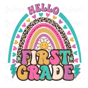 Bonjour première année png, enseignant de première année png, retour à l'école, conceptions de sublimation d'école de clipart de 1ère année téléchargements chemise d'équipe d'équipage d'enfants
