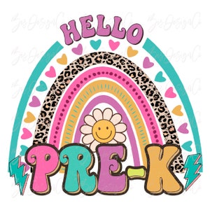 Hello Pre-k rainbow png, school rainbow clipart, pre-k teacher sublimation designs downloads, schools crew squad tshirt digital shirt files