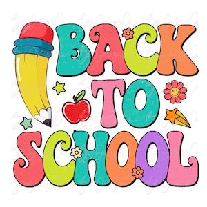 Groovy back to school png, Retro feliz primer día de clases png, descargas de diseños de sublimación escolar, colegiala png, imágenes prediseñadas del equipo docente