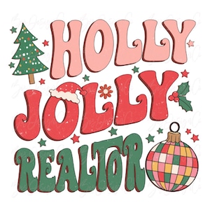 Holly Jolly Realtor png, Weihnachtsmakler Shirt png, Retro Weihnachtssublimation Designs Downloads, Santa's Lieblings Clipart Design Dateien