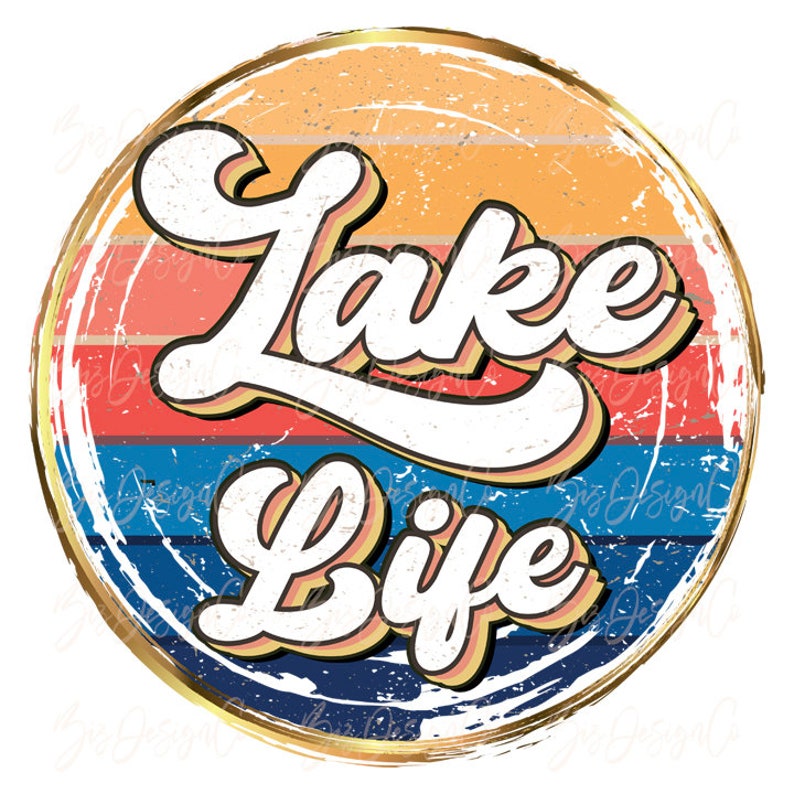 Lake life png, Retro lake vibes shirts for woman design file, Lake sublimation design downloads, Rainbow colors lake beach clipart files png image 1