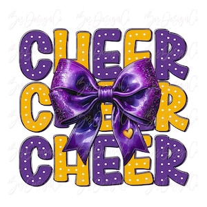 Gold Purple cheer bow png, cheer coquette bow png, Cheer sublimation designs downloads, purple and gold cheer bows shirts design download