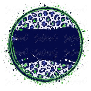 Navy Green Blank Leopard background sublimation designs downloads, Logo, Retro Sports Team shirt, School College Mascot circle design files