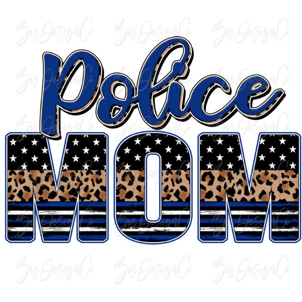 Proud Police Mom png, 4th of july sublimation designs downloads, Retro Blue Stripe Stars Police Design shirt, leopard american flag clipart