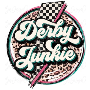 Derby Junkie png, Retro Leopard racing sublimatie ontwerpen downloads, teamondersteuning familie, Leraar, School, sport clipart bestanden downloaden