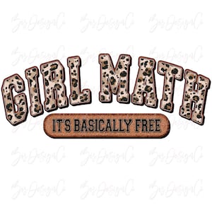 Girl Math png, Retro Girl sublimatie ontwerpt downloads, Leopard girl math het is eigenlijk gratis png, Trendy Funny Quote sweatshirt clipart