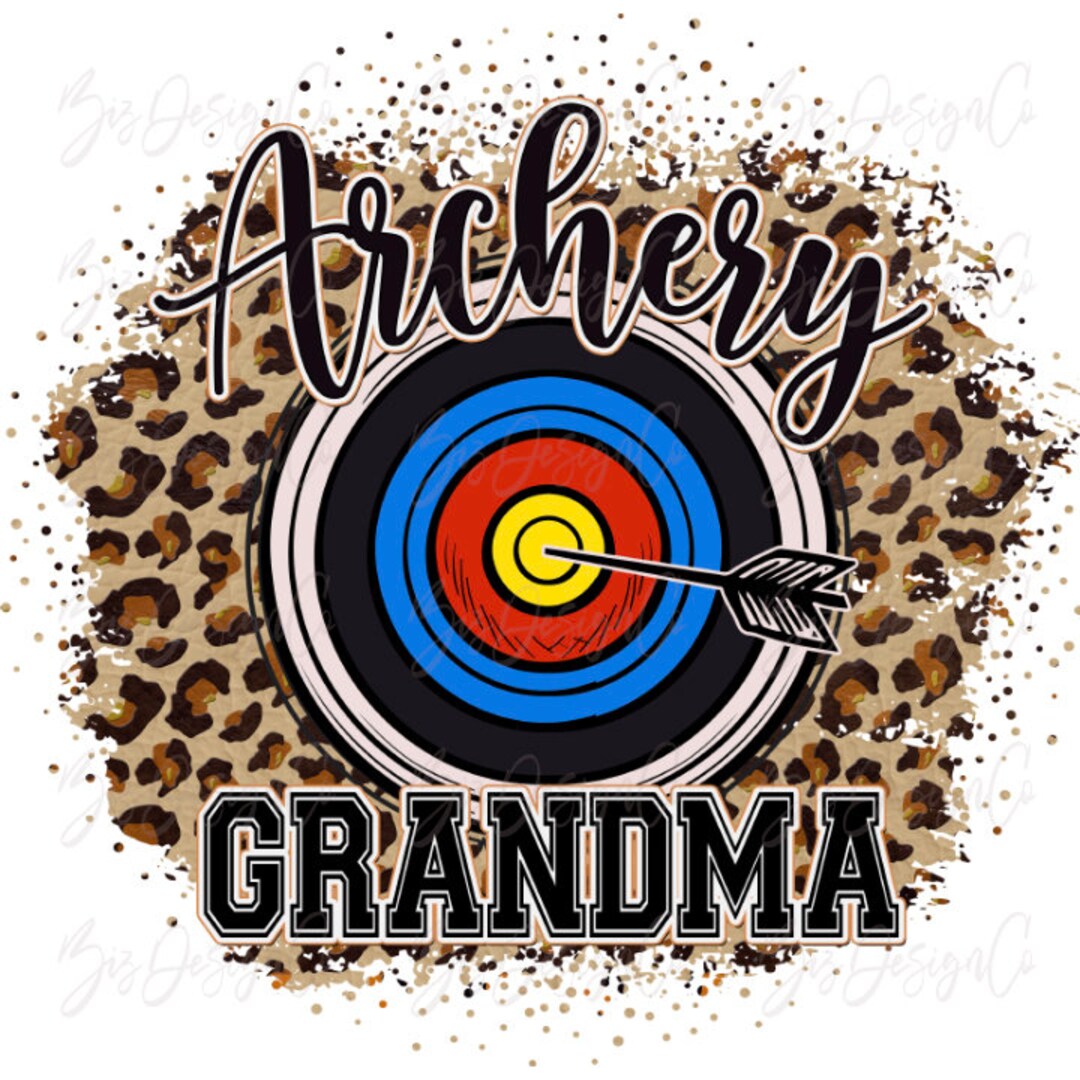 Retro Archery GRANDMA Png, Leopard Archery Sublimation Designs