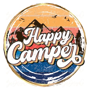 Happy camper png, Retro camper vibes shirts for woman design file, Summer sublimation design downloads, Rainbow colors lake beach clipart