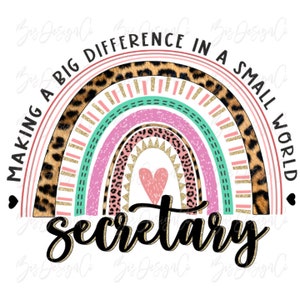 Leopard Sekretär Sublimation Designs downloads, Retro Rainbow Secretary png, Geschenk Shirt Clipart Design Grafiken für Assistant Designs Dateien