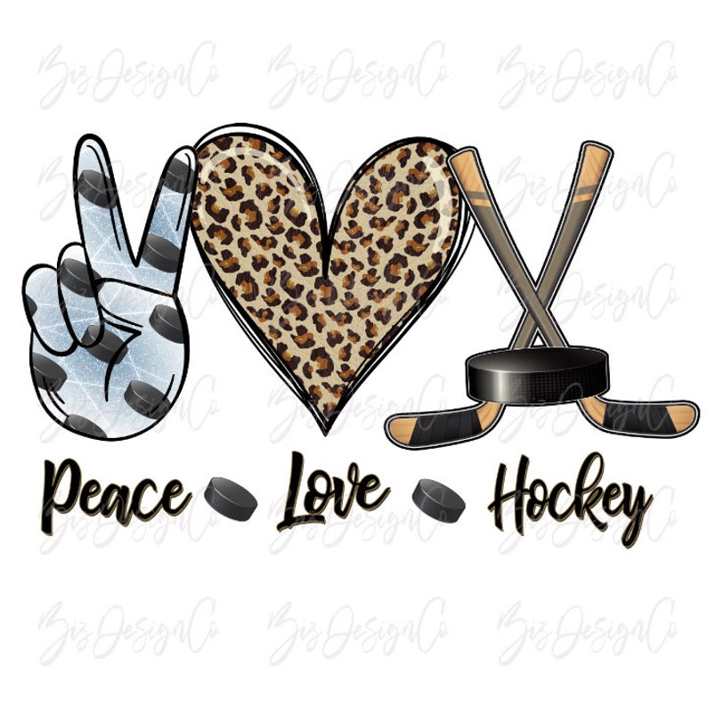 Peace Love Hockey png, Leopard Love Hockey sublimation designs downloads retro sports shirt tshirt clipart files digital download print file image 1