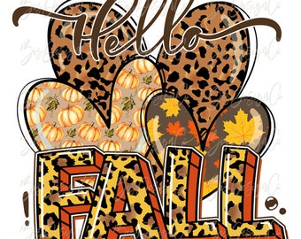 Descargas de diseños de sublimación de otoño, Otoño de amor png, Archivos de diseño de camiseta de otoño naranja con estampado de leopardo, Hola otoño png, Imágenes prediseñadas de otoño dibujadas a mano