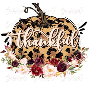 Dankbarer Kürbis png, Leopard Kürbis Sublimation Designs Downloads, Gepard Leopard handgezeichnet Kürbis Aquarell Floral Shirt Design