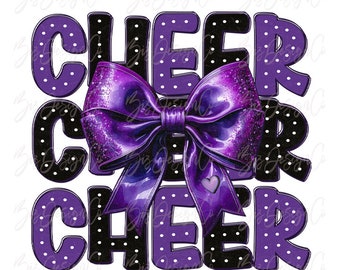 Purple cheer bow png, cheer coquette bow png, Cheer sublimation designs downloads purple and black cheer bows shirts clipart design download