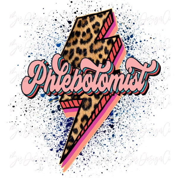 Retro Phlebotomist png, Phlebotomist sublimation designs downloads, vintage leopard occupation shirt tshirt design clipart  files download