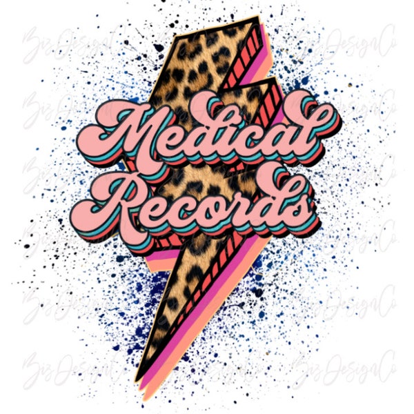 Medical Records png, Leopard Medical sublimation designs downloads, Lightening bolt clip art shirt clipart design graphics for t-shirt files