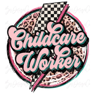 Trabalhador de puericultura png, downloads de designs de sublimação de creche, camisa RETRO leopardo creche escolar png Ensinando arquivos de clipart de chita rosa