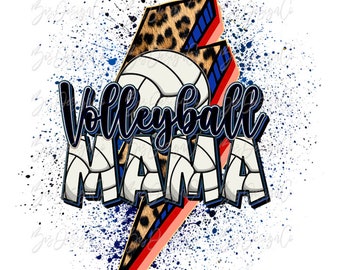 Volleyball MAMA png, Cheetah leopard volleyball sublimation designs download, sport mama life retro MOM shirt tshirt design sports clipart