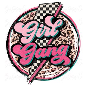 Girl gang png, Pink Girl sublimation designs downloads, Leopard Lightening bolt girls sweatshirt tshirt clip art Design, instant download