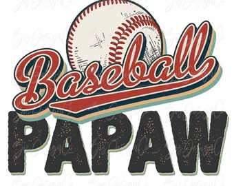 Retro Baseball Papaw png, Vintage baseball sublimation designs downloads sport grandpa shirt tshirt design sports family clipart download