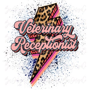 Veterinary Receptionist png, Leopard Veterinarian sublimation designs downloads, Lightening bolt VET shirts clipart design graphic files