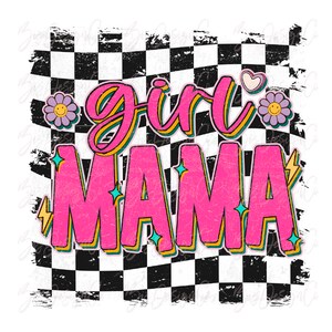 Retro checkered mama png, Pink girl mama sublimation designs downloads, retro mom tshirt sweatshirt clipart files design ready to print