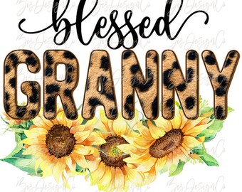 Sunflower blessed granny png sublimation, mug shirt  Clipart Graphic, sublimation designs downloads, blessed grandma sublimation download