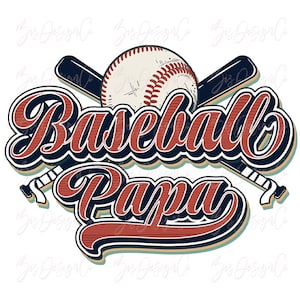 Papa de baseball rétro png, téléchargements de modèles de sublimation de baseball vintage, sport papa life shirt tshirt design sports famille clipart téléchargement