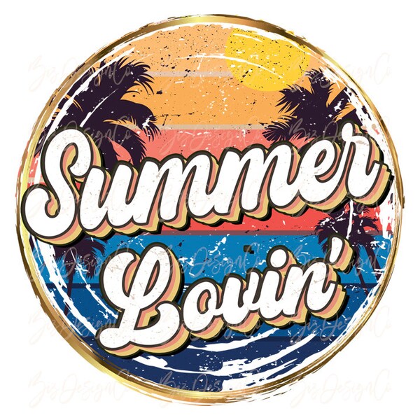 Summer lovin png designs, Retro summer lovin' shirts for woman design, Summer sublimation design downloads Rainbow colors lake beach clipart