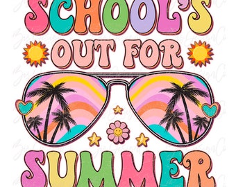 Schools out for summer teacher life png, Retro Summer sublimation design downloads, Rainbow Last Day Of School, Beach Teacher Vacation Mode