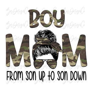 Camo boy mom from son up to son down png, boy mom sublimation designs downloads, clip art mom bandana Sunglasses mothers day boys mama shirt