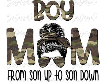 Camo boy mom from son up to son down png, boy mom sublimation designs downloads, clip art mom bandana Sunglasses mothers day boys mama shirt