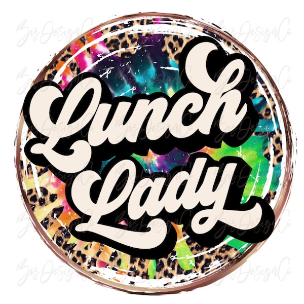 Leopard Lunch lady sublimation designs downloads, Leopard retro frame lunch lady occupation shirts clipart, graphics for tshirt design files