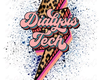 Retro Dialysis Tech png, Leopard Dialysis Tech sublimation designs downloads, Vintage health shirt clipart design graphics for t-shirt files
