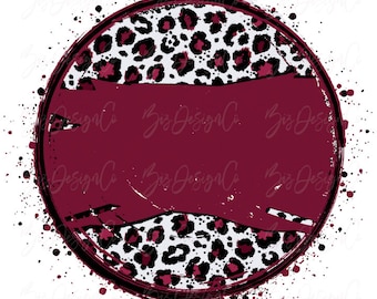Burgundy Maroon Black Blank Leopard background sublimation designs downloads, Logo, Retro Sports Team shirt, School College Mascot circle
